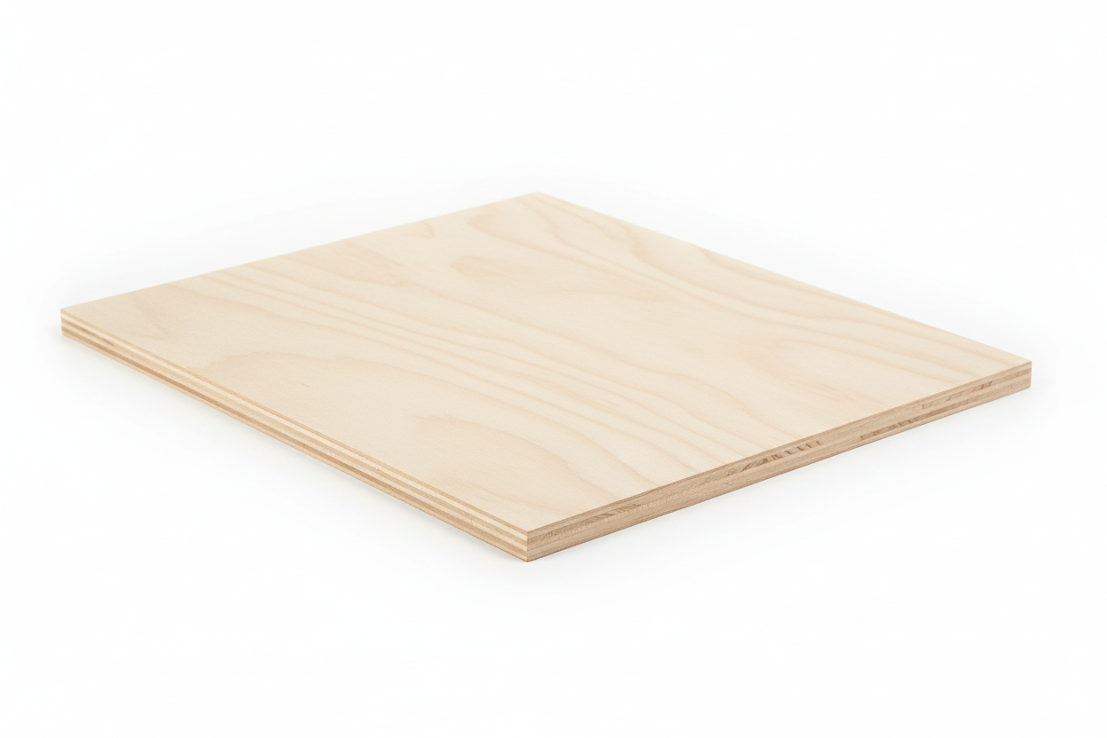 Single birch plywood panel angled view