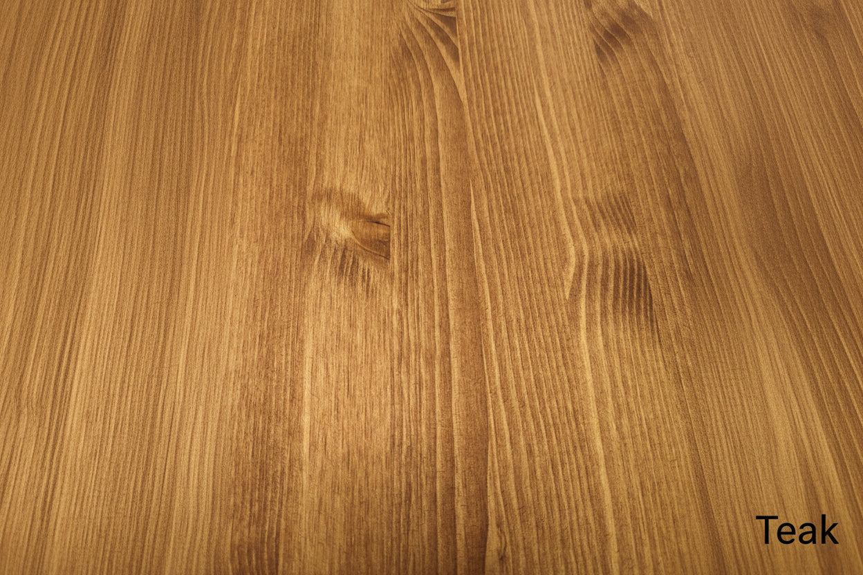 Close-up of a Teak wooden surface with visible grain and texture