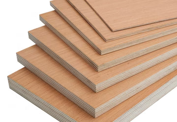Stack of wooden panels on a white background