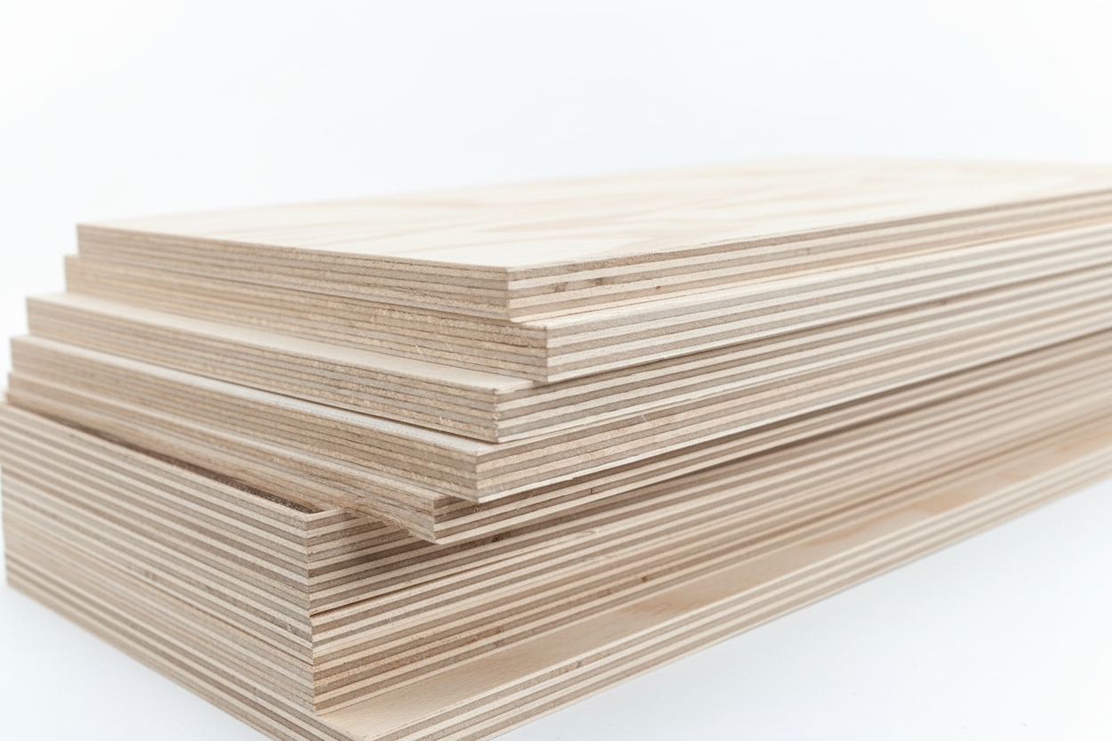Birch plywood stack showing grain