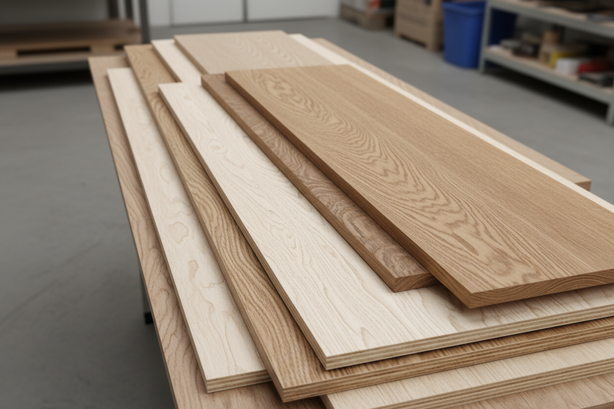 Overhead stacked wood panels