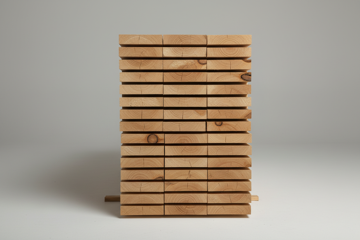 Pine panels stacked side view