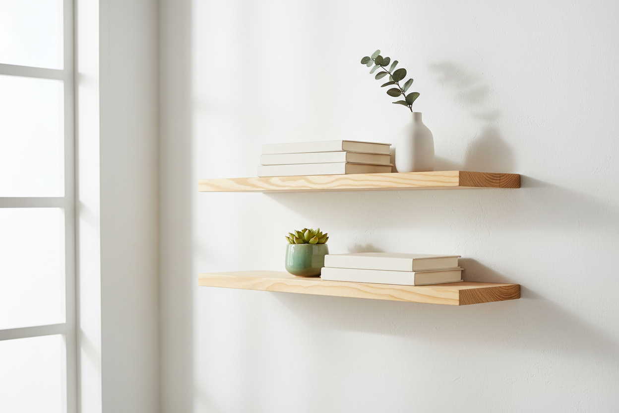 Pine wood shelves