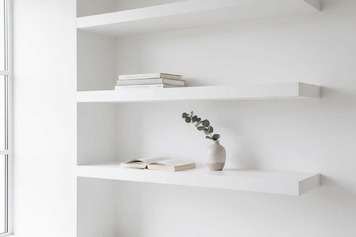 Simple painted MDF shelves