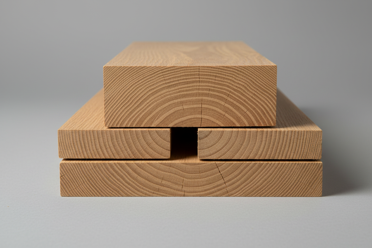 Solid oak edge grain close-up